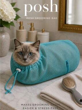PET CAT GROOMING MESH BAG ADJUSTABLE SAFE BATH NAIL TRIMMING WASHING RESTRAINT